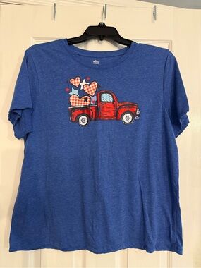 Women’s Blue Tee with Red Truck Graphic